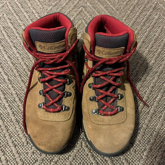 Columbia Women's Newton Ridge Plus Tan/Red Hiking Boots Size 7.5 - Picture 2 of 10